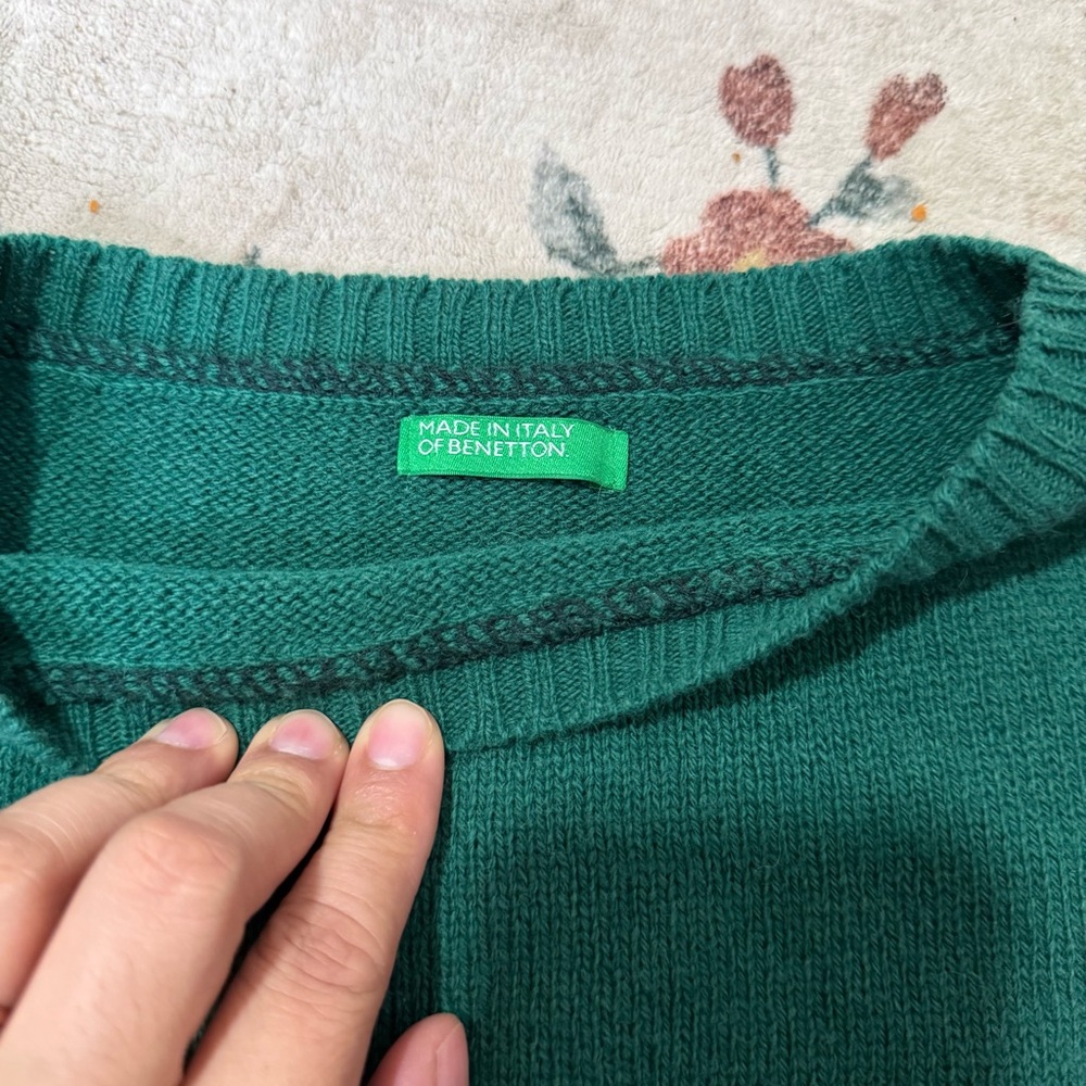 United colors of Benetton Green Women's Sweater size s 100% pure wool - Picture 6 of 6